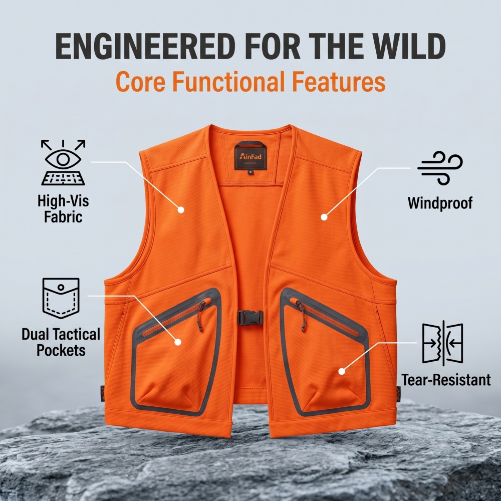 Outdoor Hunting Fleece - Męska kamizelka odblaskowa do polowań, kamizelka
