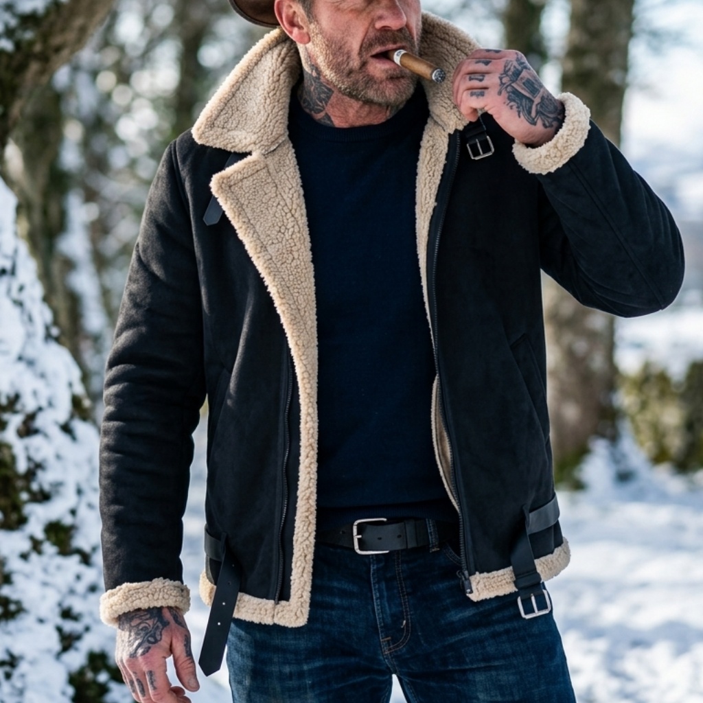 Outdoor Hunting Fleece - Męska zimowa kurtka z imitacji zamszu,
